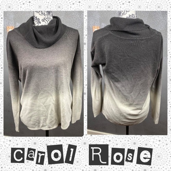 Fun black/gray ombré soft turtleneck sweater - Picture 2 of 12